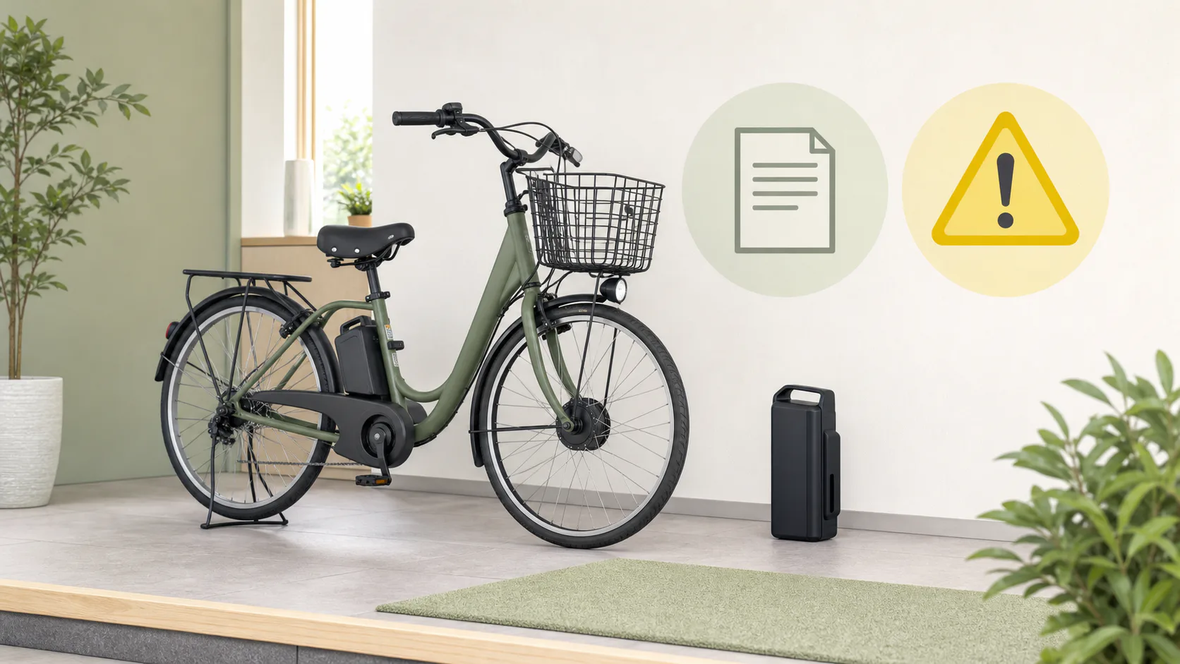 電動自転車とバッテリーの処分前に、公式案内を確認するイメージ